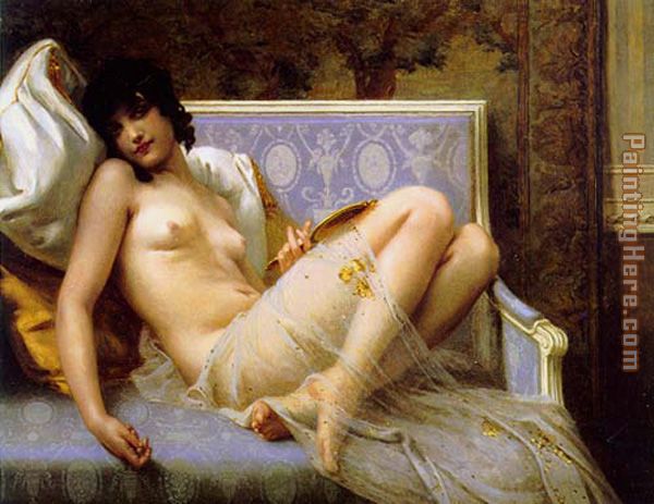 Jeune femme denudee sur canape painting - Guillaume Seignac Jeune femme denudee sur canape art painting